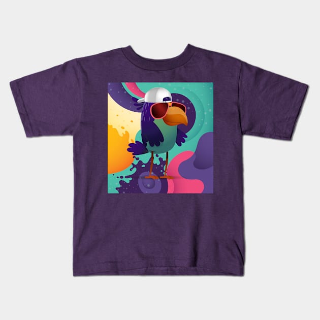 Purp Drippy Birdz Kids T-Shirt by DeMarcus Alexan